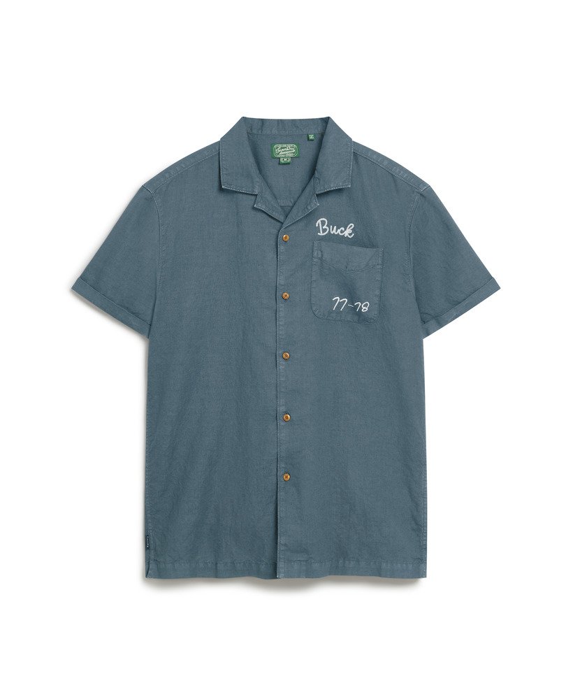 camisa resort de manga curta na cor lauren navy