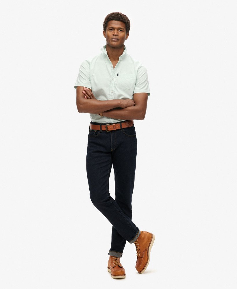 camisa oxford de manga curta na cor verde claro