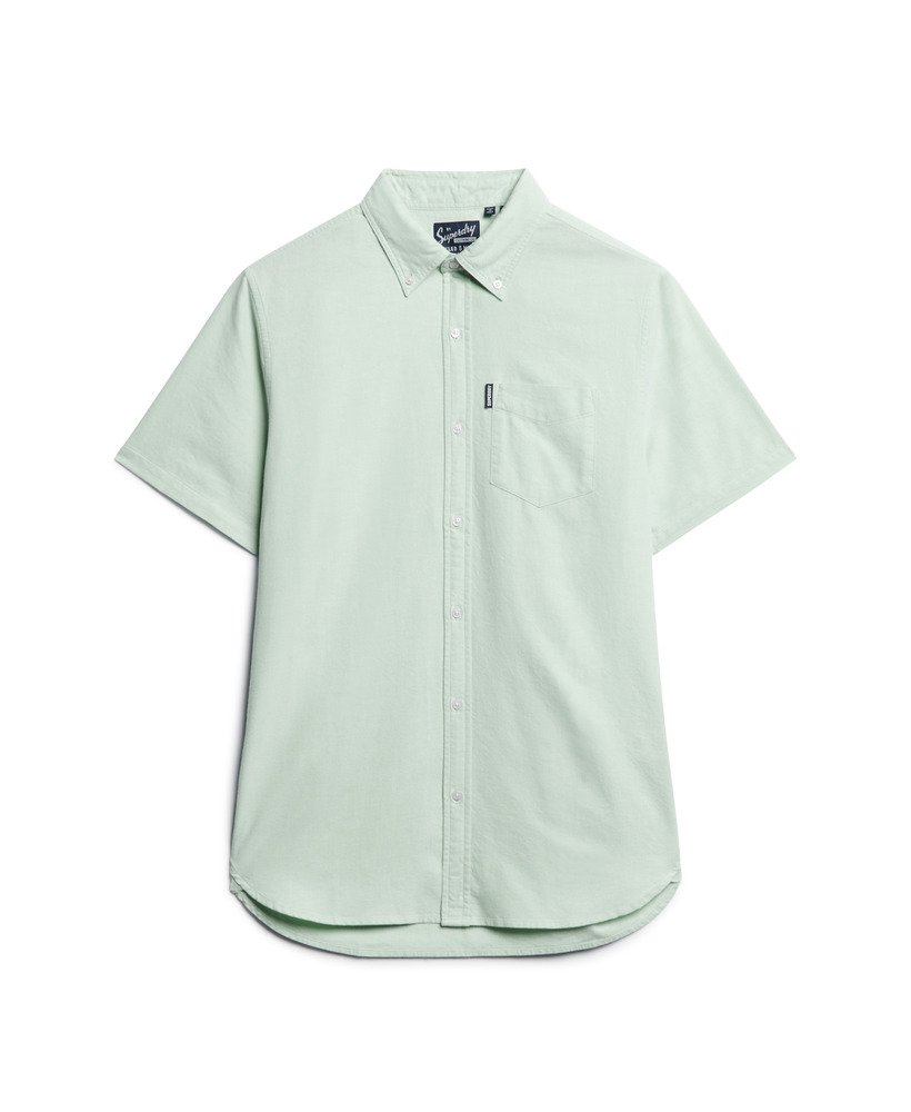 camisa oxford de manga curta na cor verde claro
