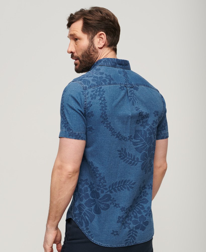 camisa vintage de manga curta loom na cor surf school indigo