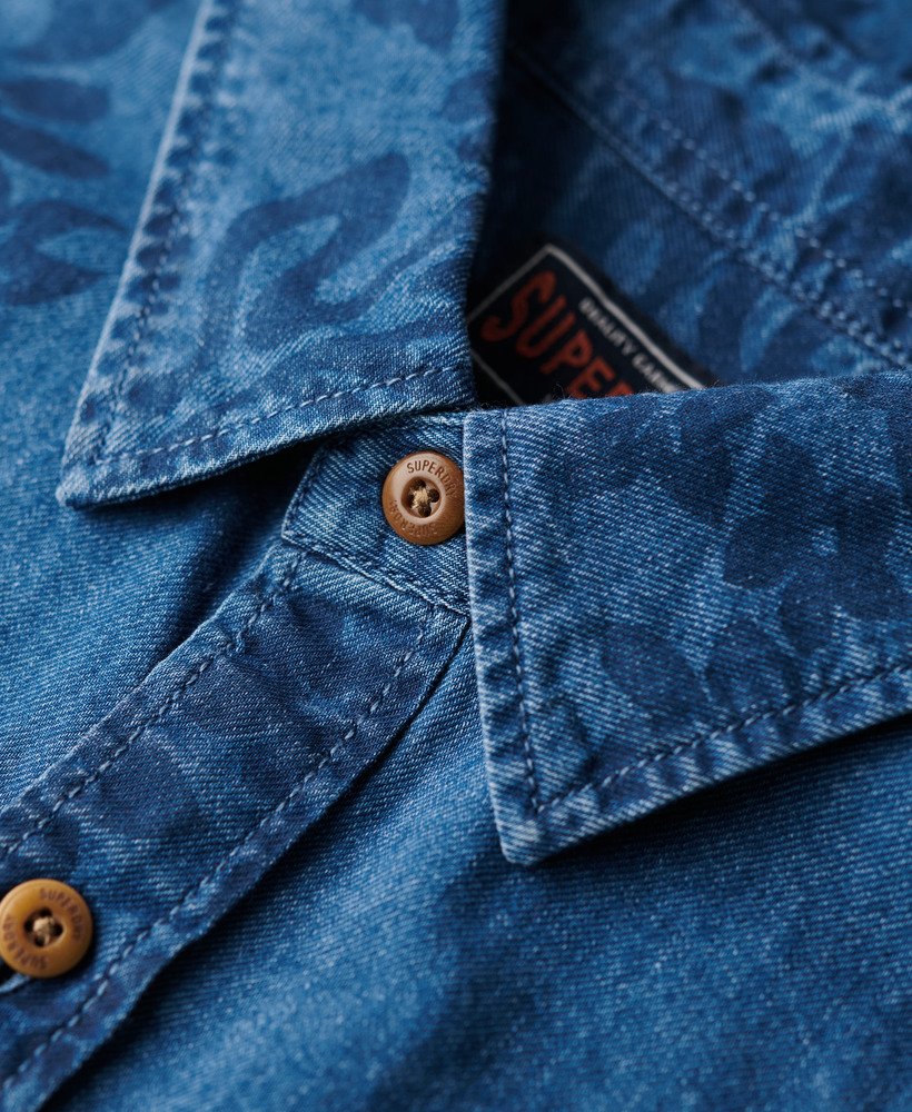 camisa vintage de manga curta loom na cor surf school indigo