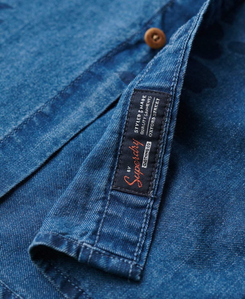 camisa vintage de manga curta loom na cor surf school indigo