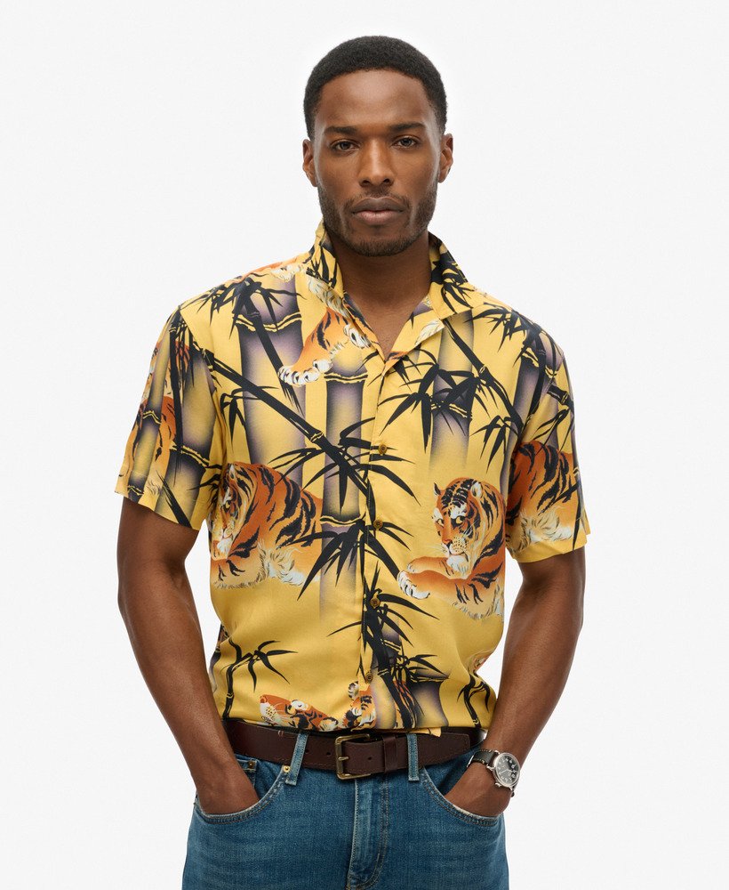camisa havaiana resort na cor tora gold