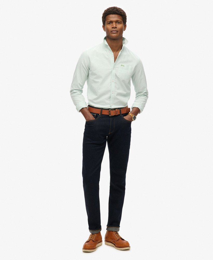 camisa oxford de manga comprida verde claro