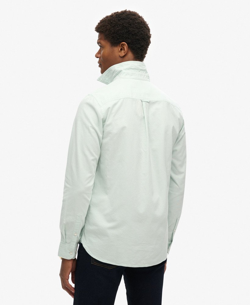 camisa oxford de manga comprida verde claro