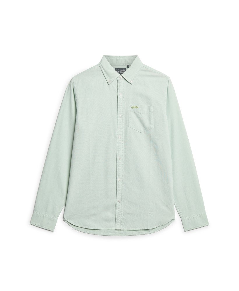 camisa oxford de manga comprida verde claro