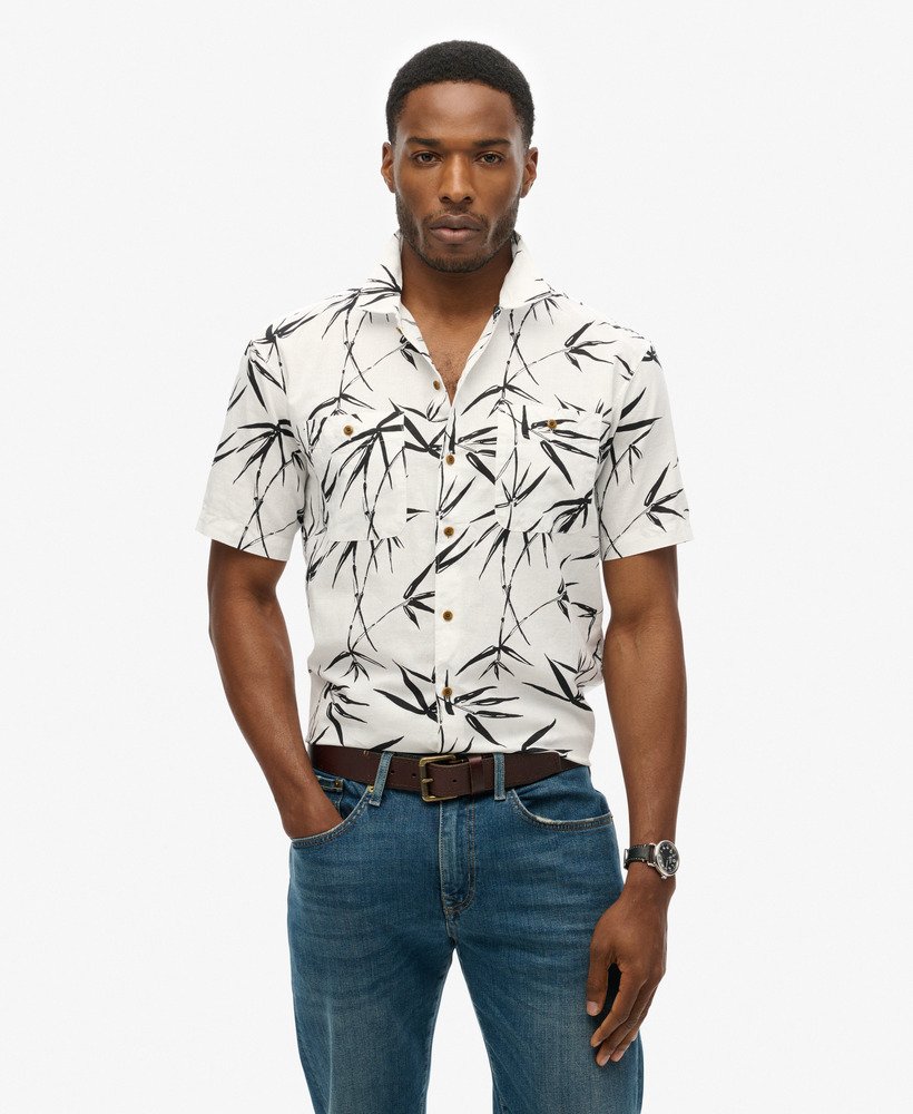 camisa de praia de manga curta em bambu óptico