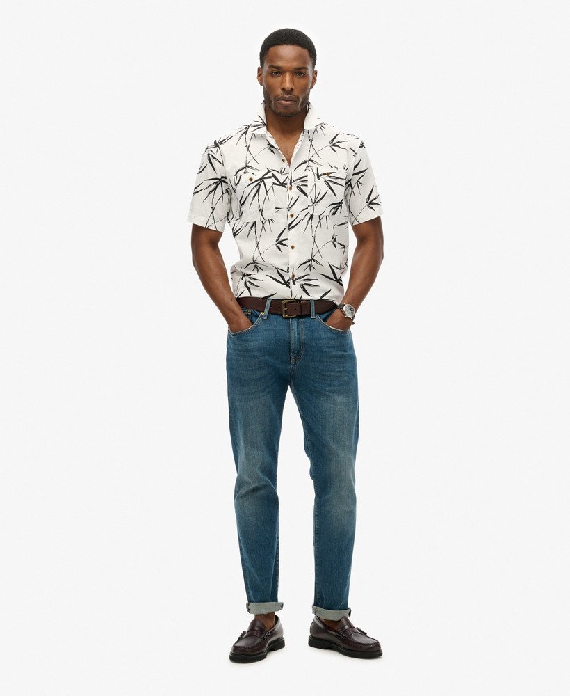 camisa de praia de manga curta em bambu óptico