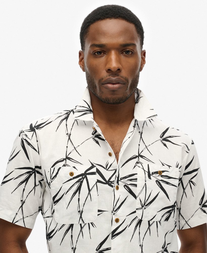 camisa de praia de manga curta em bambu óptico