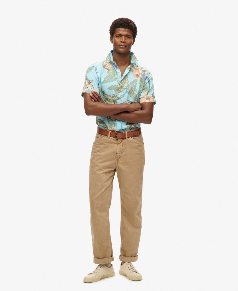 camisa havaiana na cor azul eden hawaiian