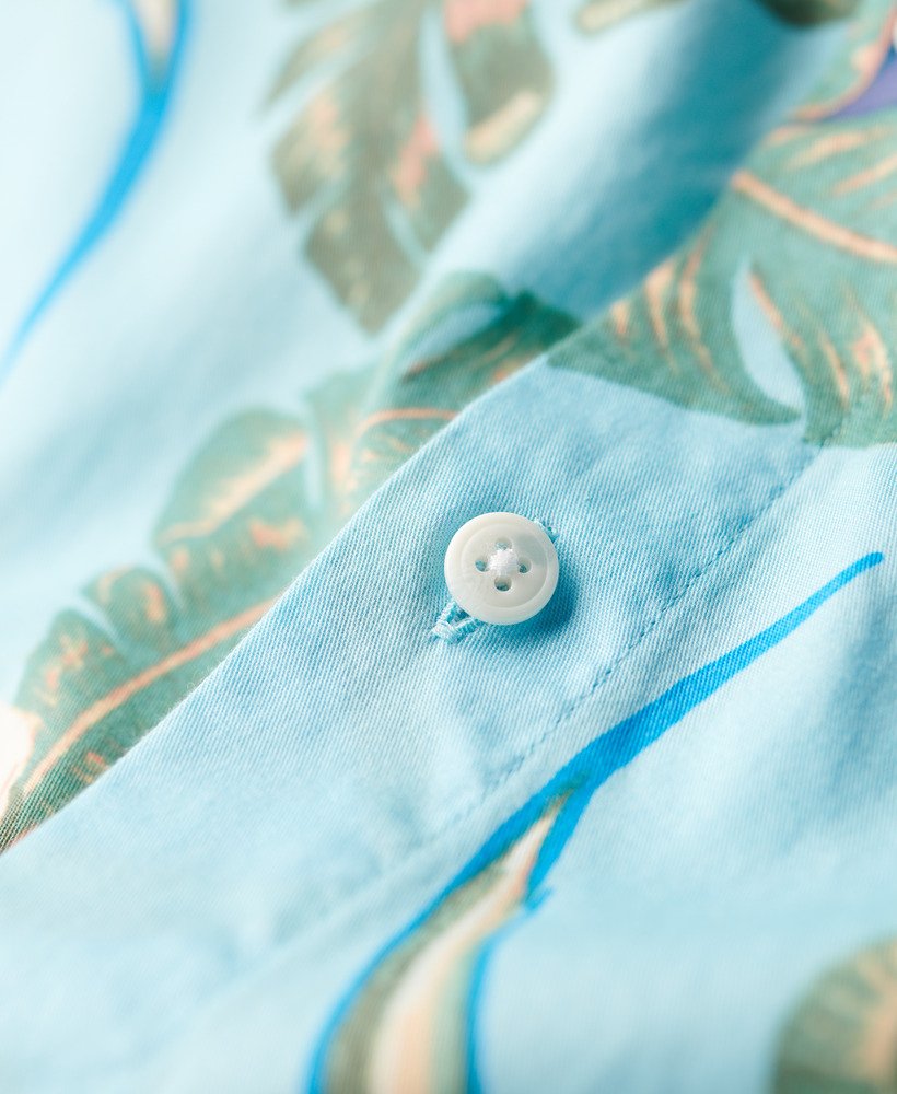 camisa havaiana na cor azul eden hawaiian