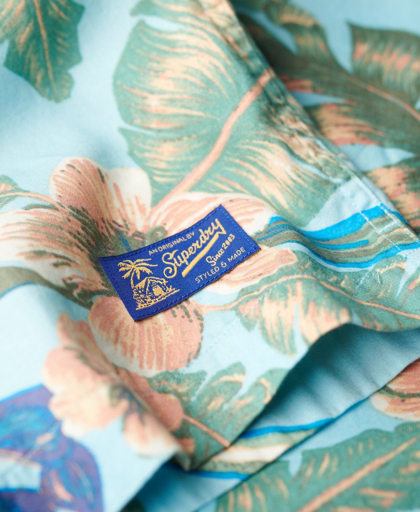 camisa havaiana na cor azul eden hawaiian