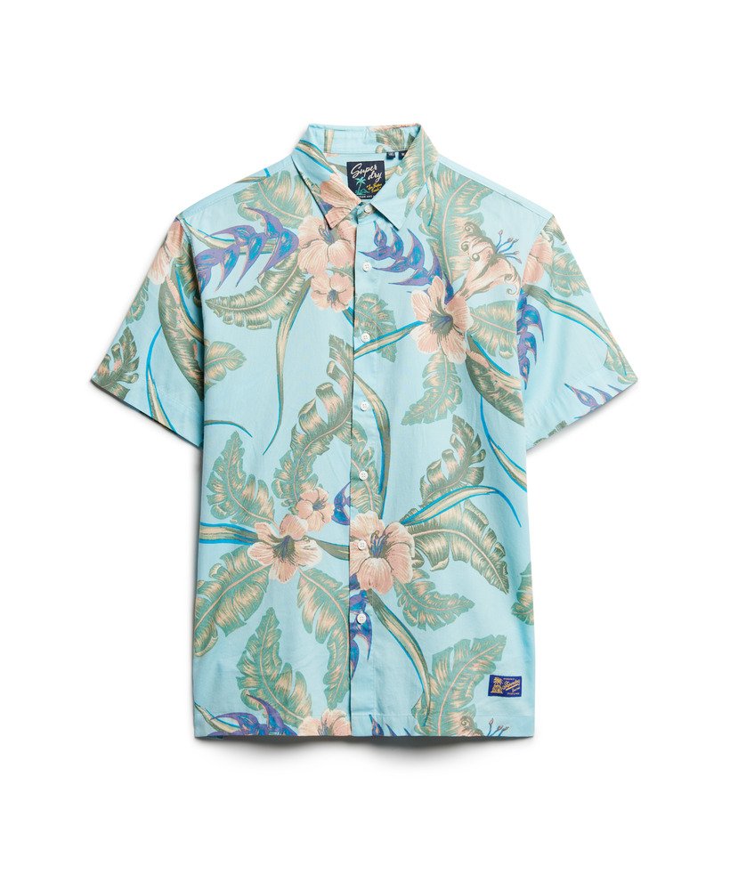 camisa havaiana na cor azul eden hawaiian