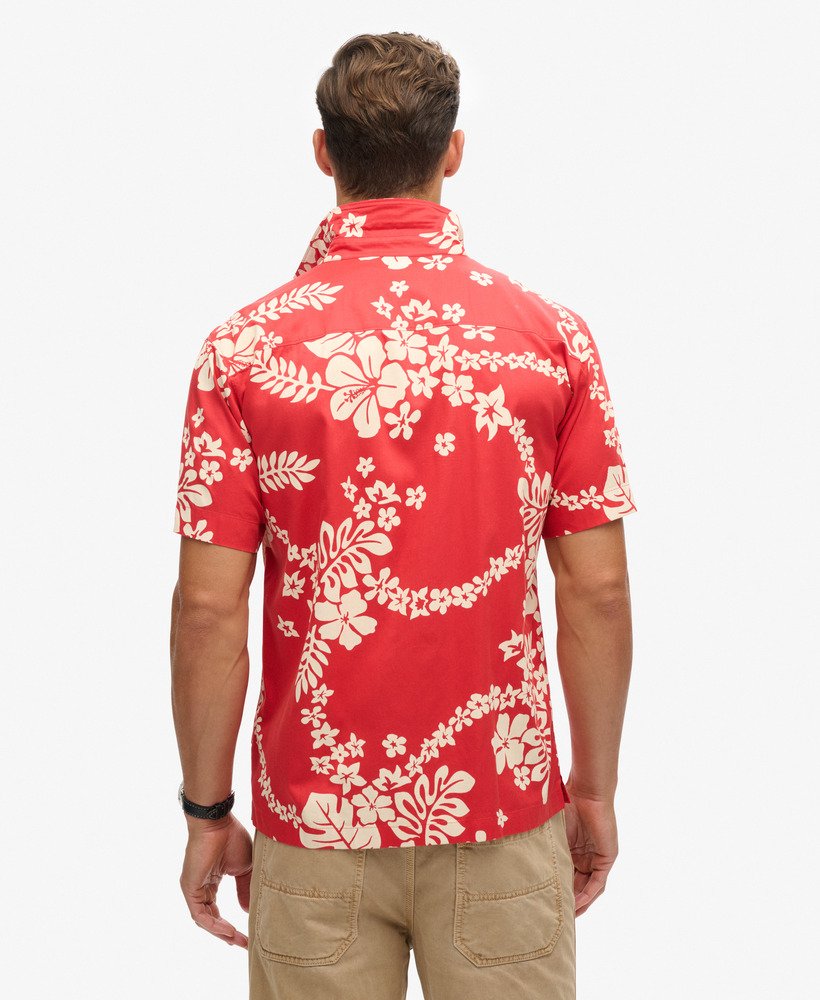 camisa havaiana na cor vermelha surf school