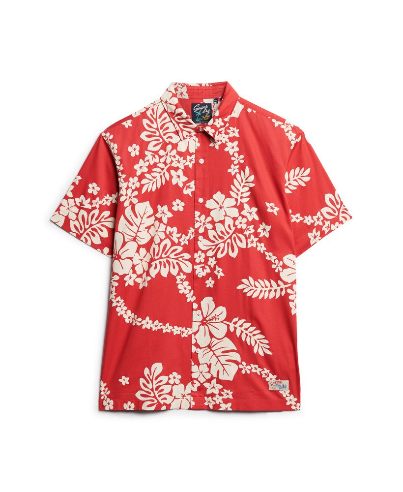 camisa havaiana na cor vermelha surf school