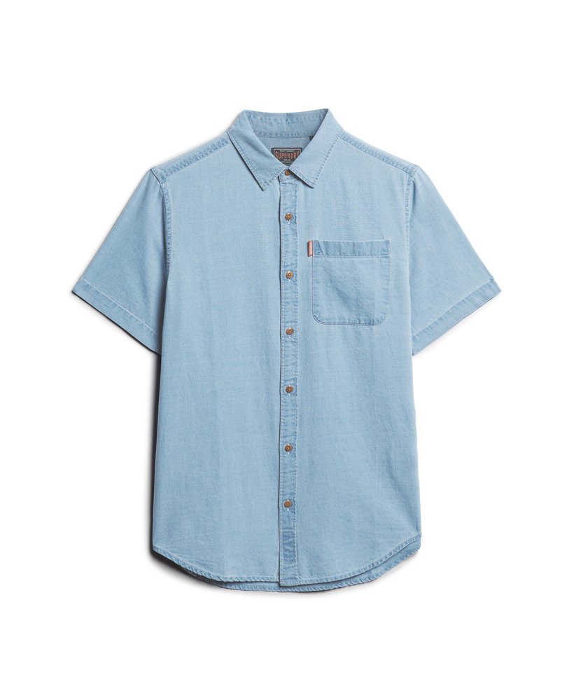 camisa vintage de manga curta loom com lavagem desgastada.