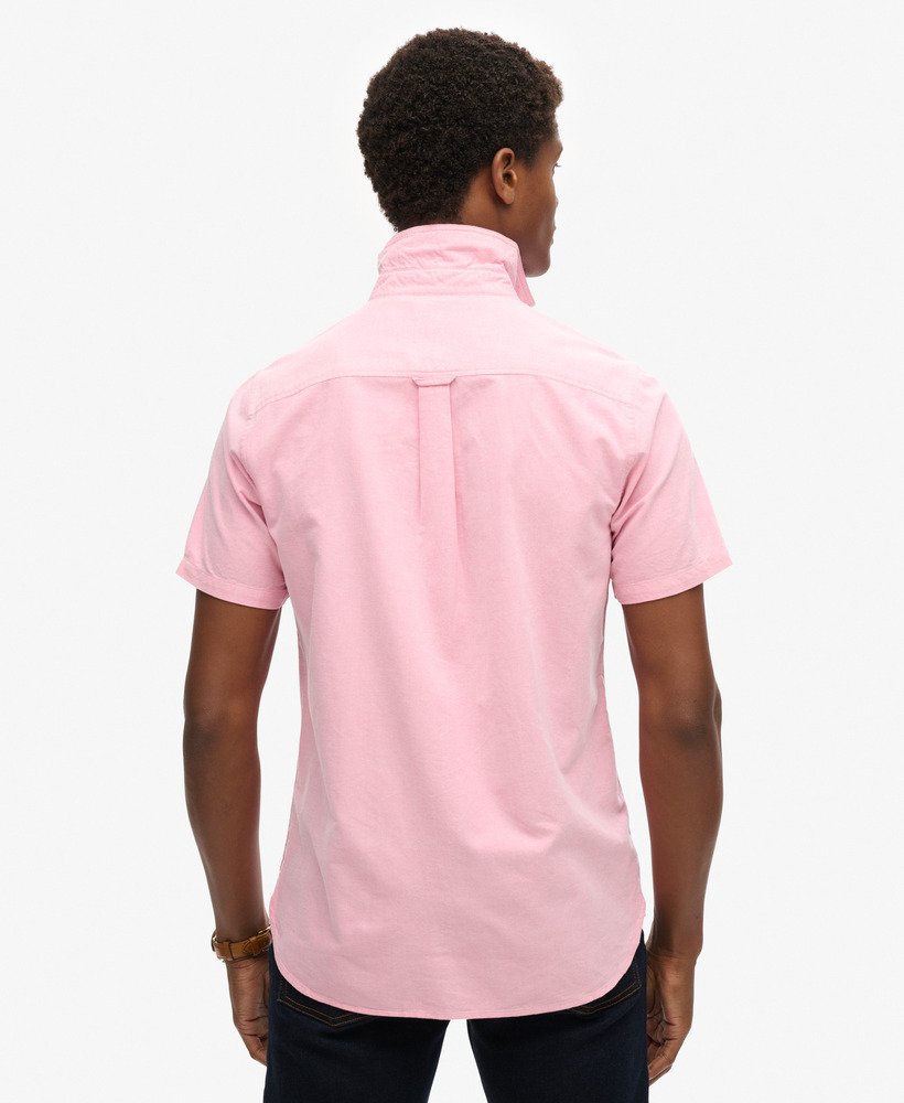 camisa oxford de manga curta em rosa vibrante