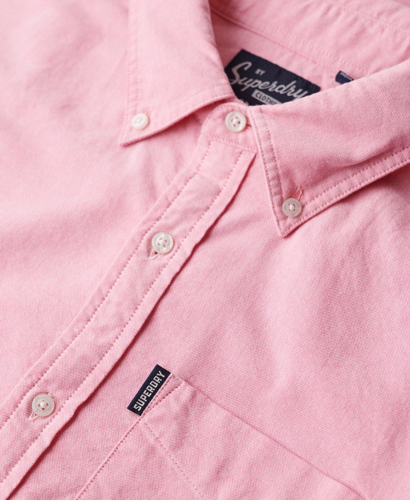 camisa oxford de manga curta em rosa vibrante