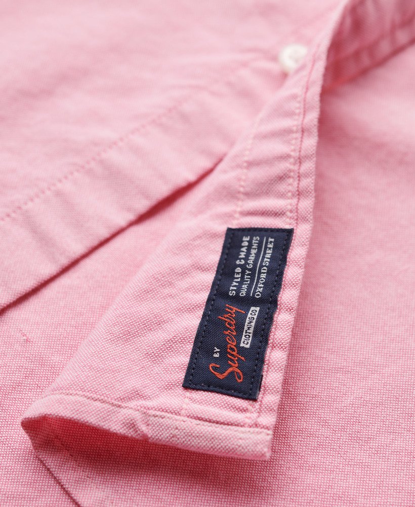 camisa oxford de manga curta em rosa vibrante