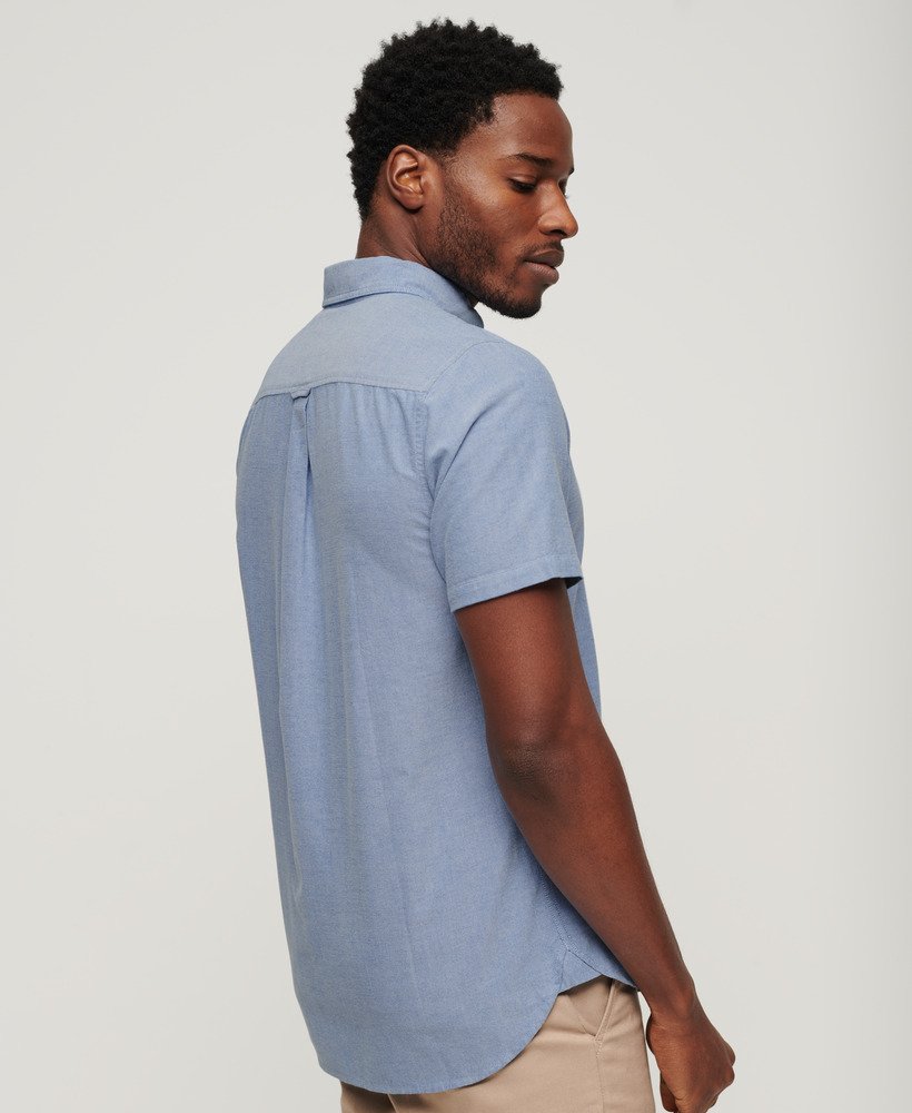 camisa oxford de manga curta na cor azul royal