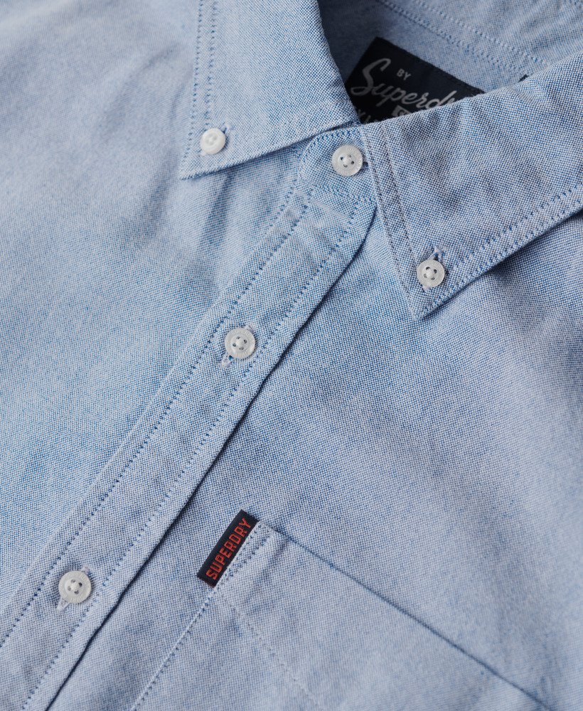 camisa oxford de manga curta na cor azul royal