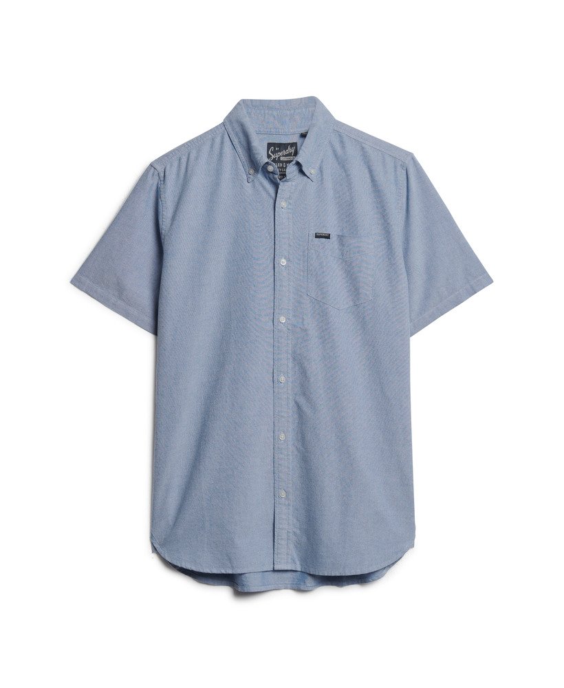 camisa oxford de manga curta na cor azul royal
