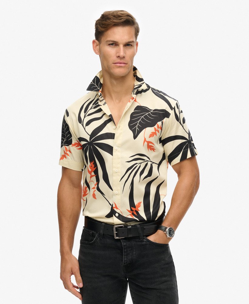 camisa havaiana em silhouette off white