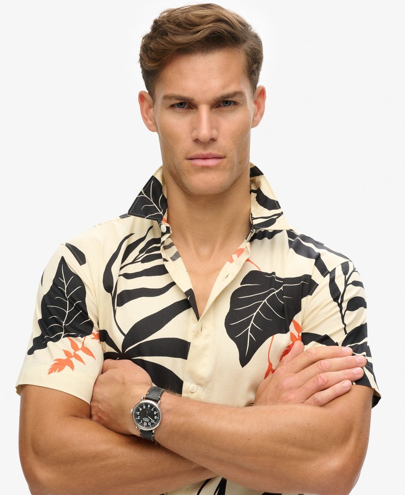 camisa havaiana em silhouette off white