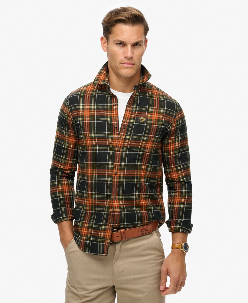 camisa xadrez lenhador em algodão orgânico modelo bryce check preta.