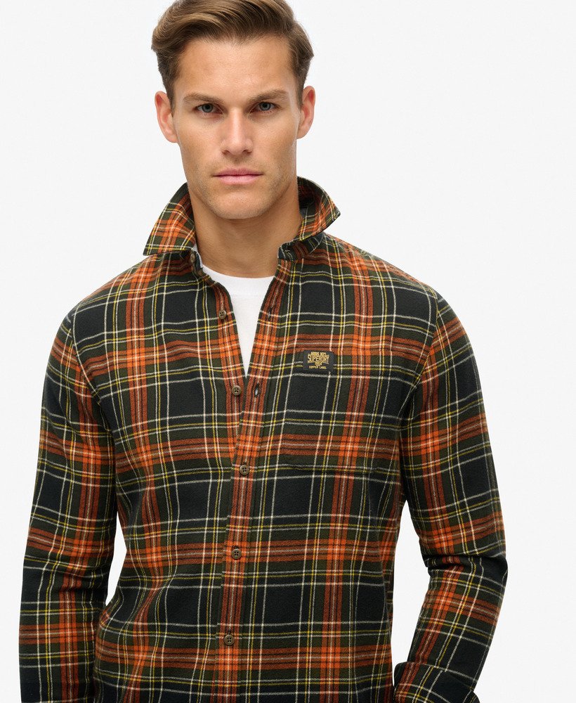 camisa xadrez lenhador em algodão orgânico modelo bryce check preta.