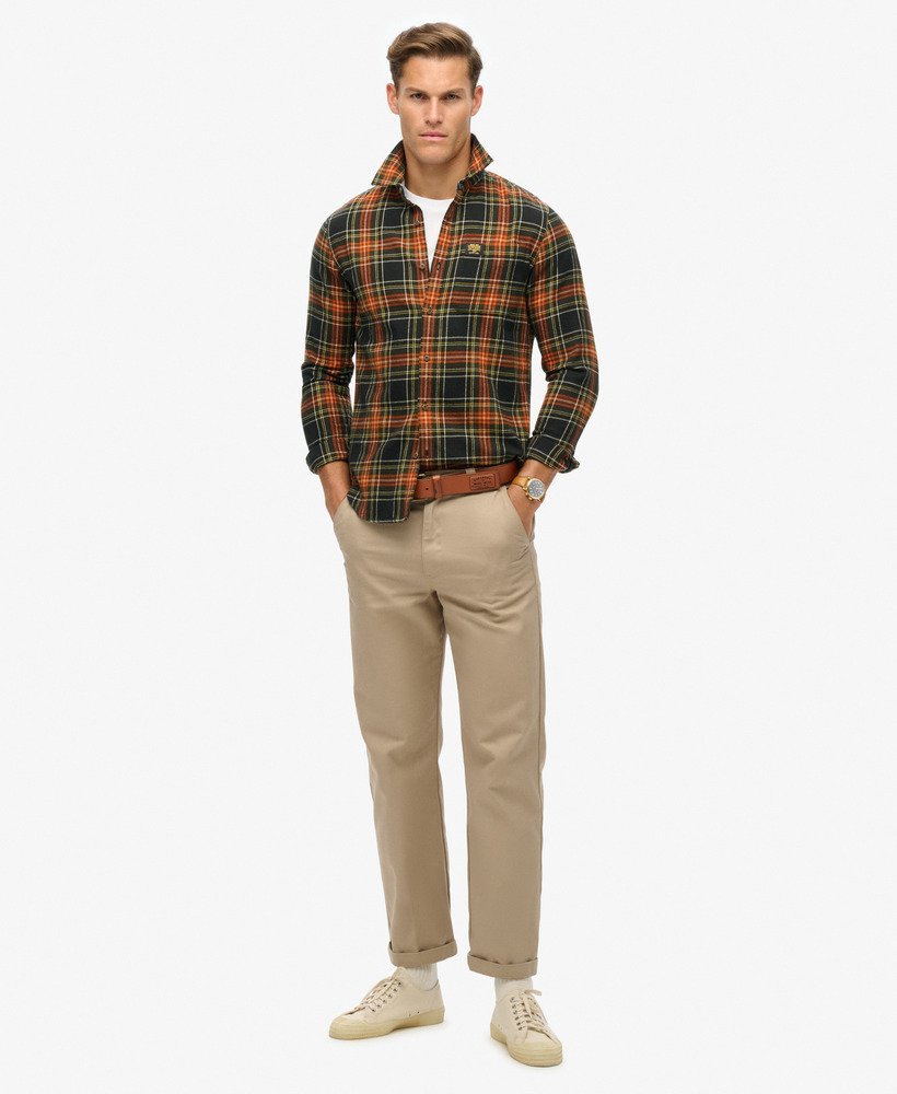 camisa xadrez lenhador em algodão orgânico modelo bryce check preta.