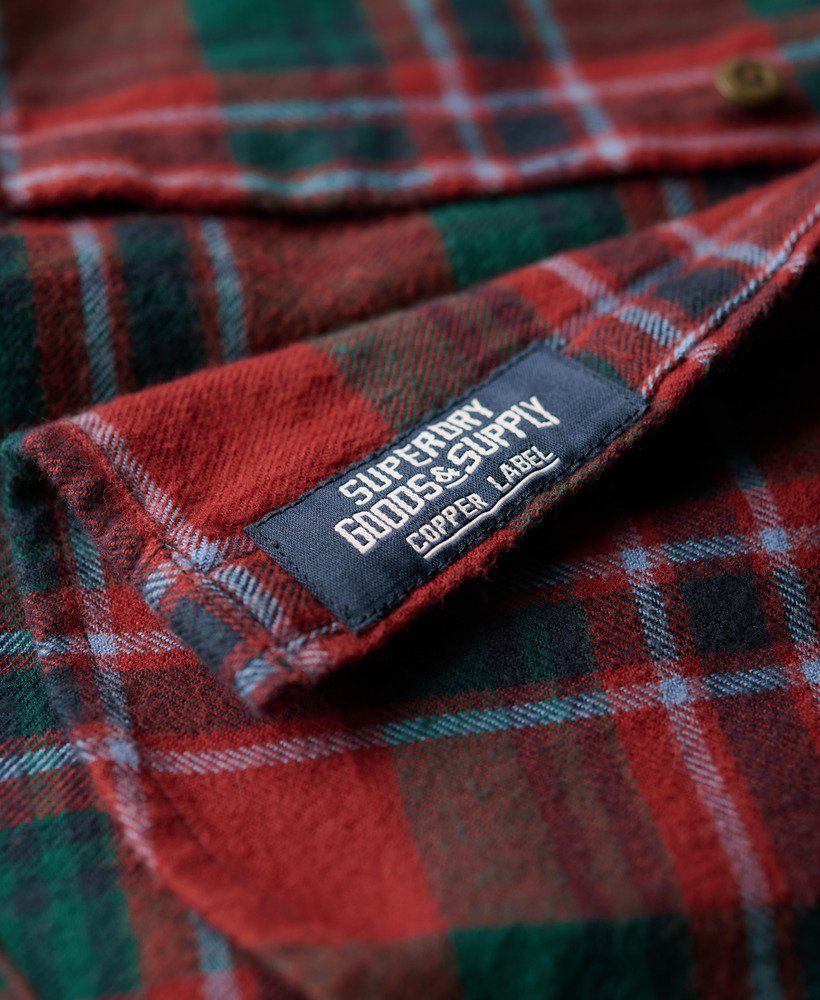 camisa xadrez lenhador em algodão orgânico na cor vermelha buckshot check.