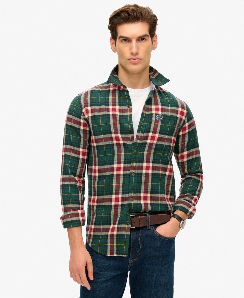 camisa xadrez lenhador em algodão orgânico na cor verde oregon check