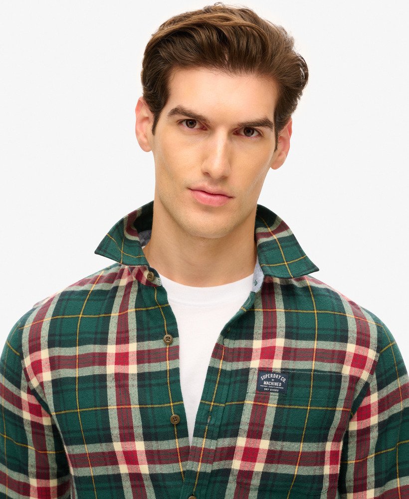 camisa xadrez lenhador em algodão orgânico na cor verde oregon check