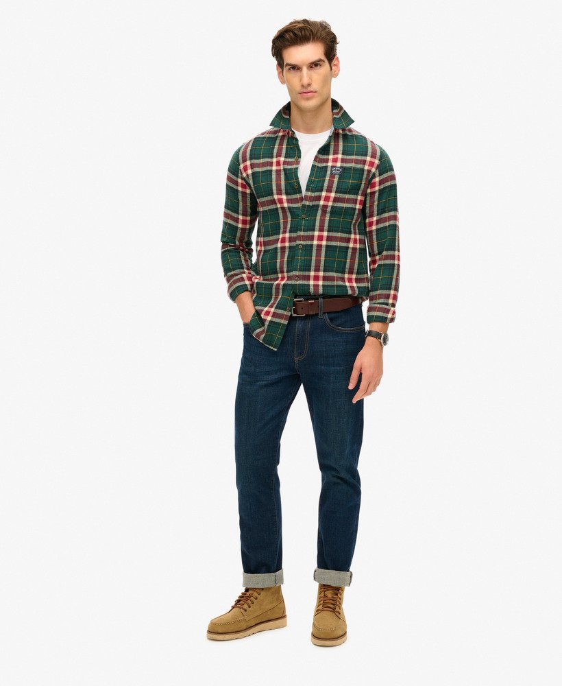 camisa xadrez lenhador em algodão orgânico na cor verde oregon check