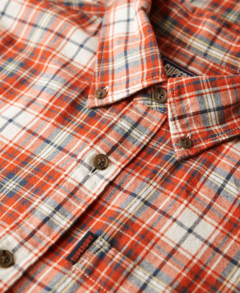 camisa xadrez vintage em algodão orgânico na cor branca estilo frontier check.