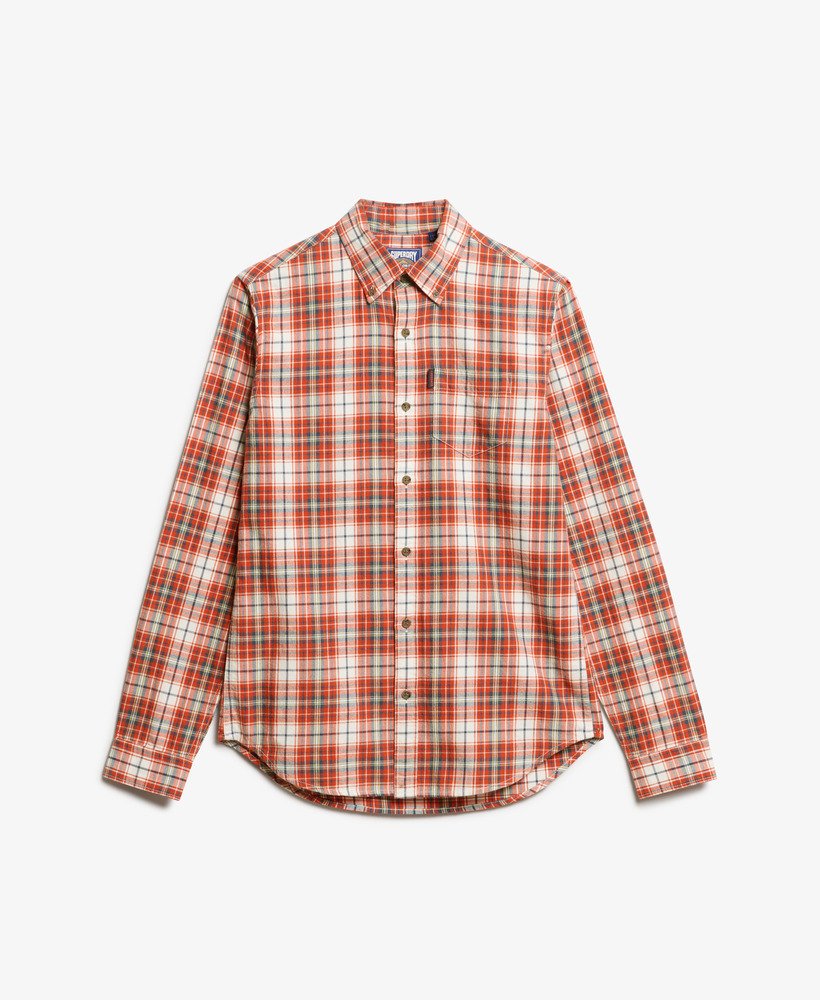 camisa xadrez vintage em algodão orgânico na cor branca estilo frontier check.
