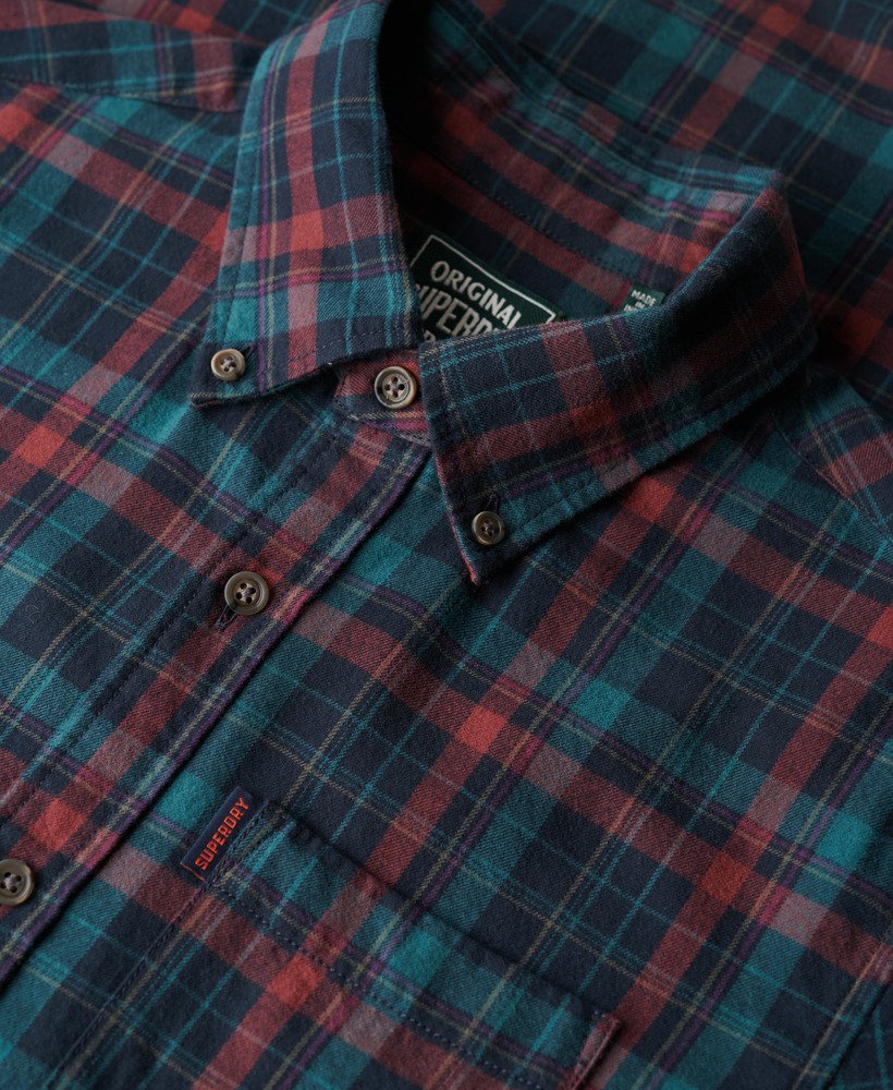 camisa xadrez vintage em algodão orgânico na cor montauk check navy.