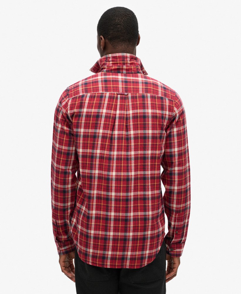 camisa xadrez vintage em algodão orgânico na cor vermelha montauk.