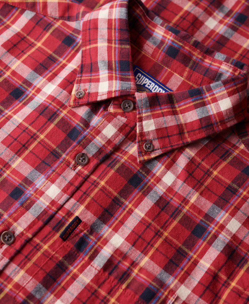 camisa xadrez vintage em algodão orgânico na cor vermelha montauk.