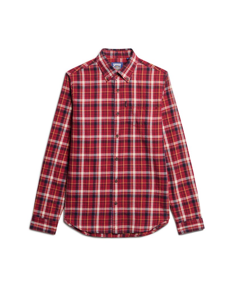 camisa xadrez vintage em algodão orgânico na cor vermelha montauk.