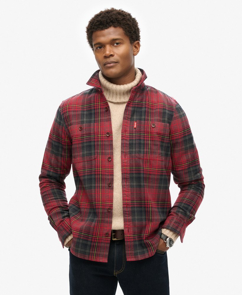 sobretudo xadrez vintage em vermelho boseman