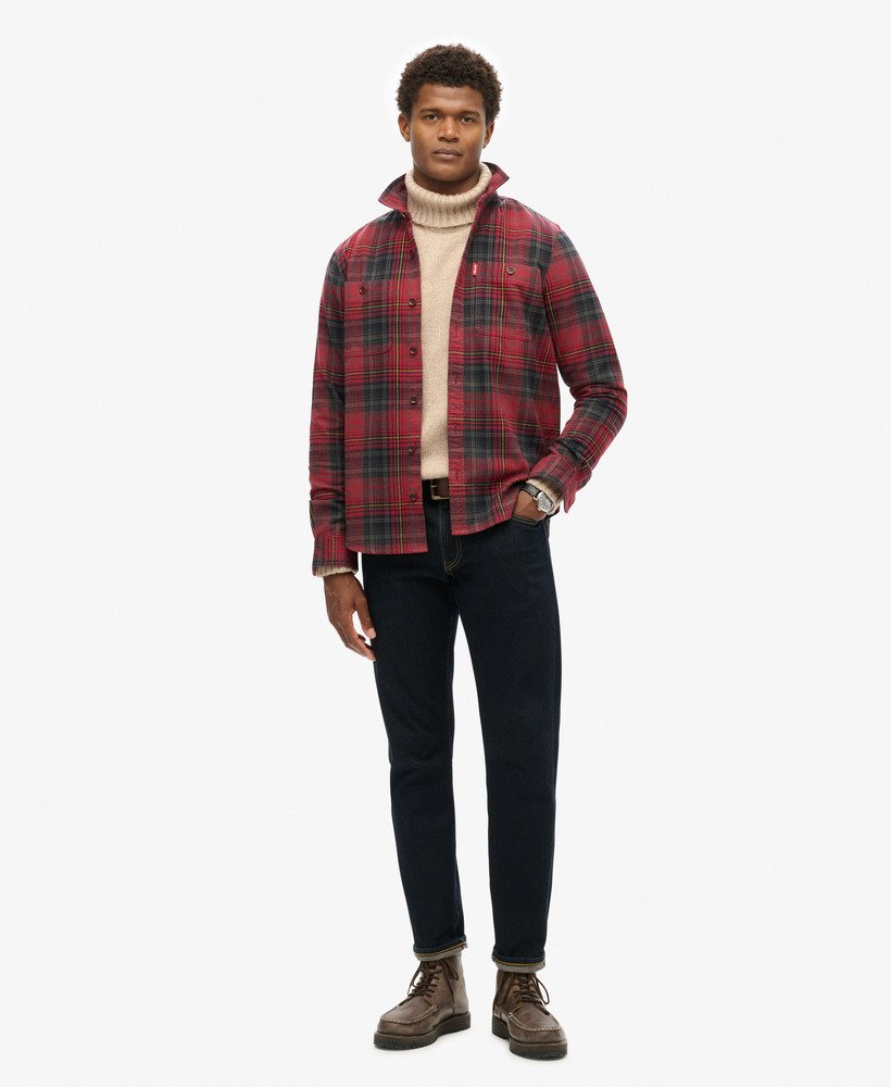 sobretudo xadrez vintage em vermelho boseman