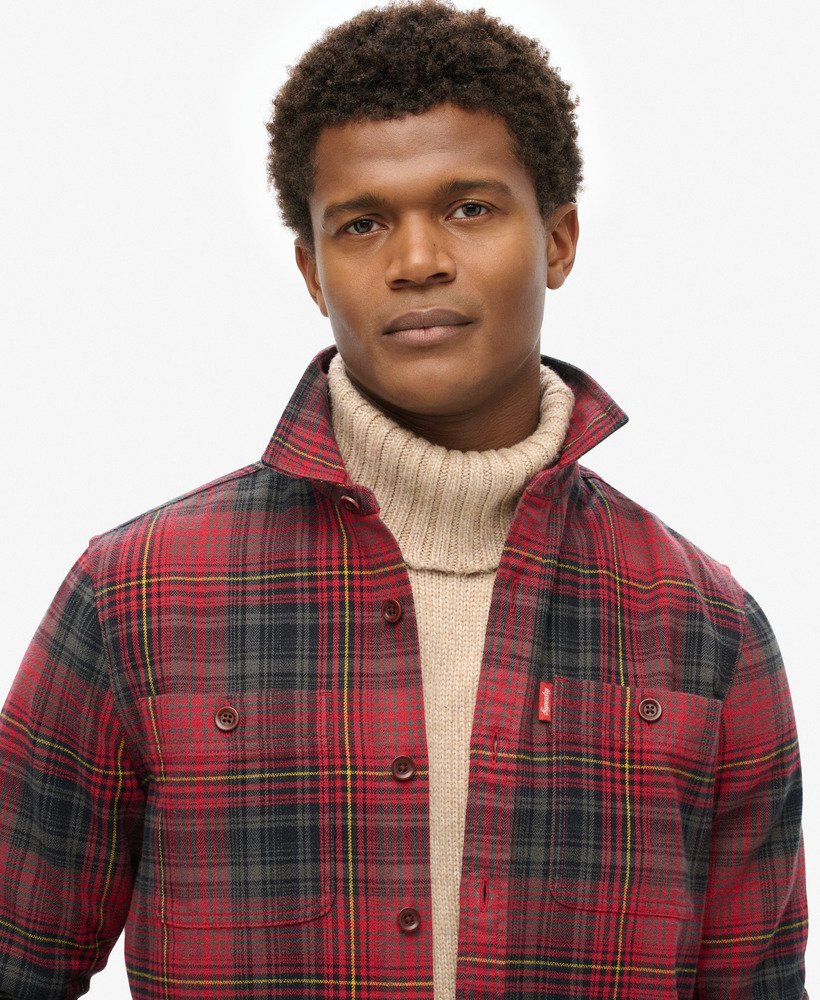 sobretudo xadrez vintage em vermelho boseman