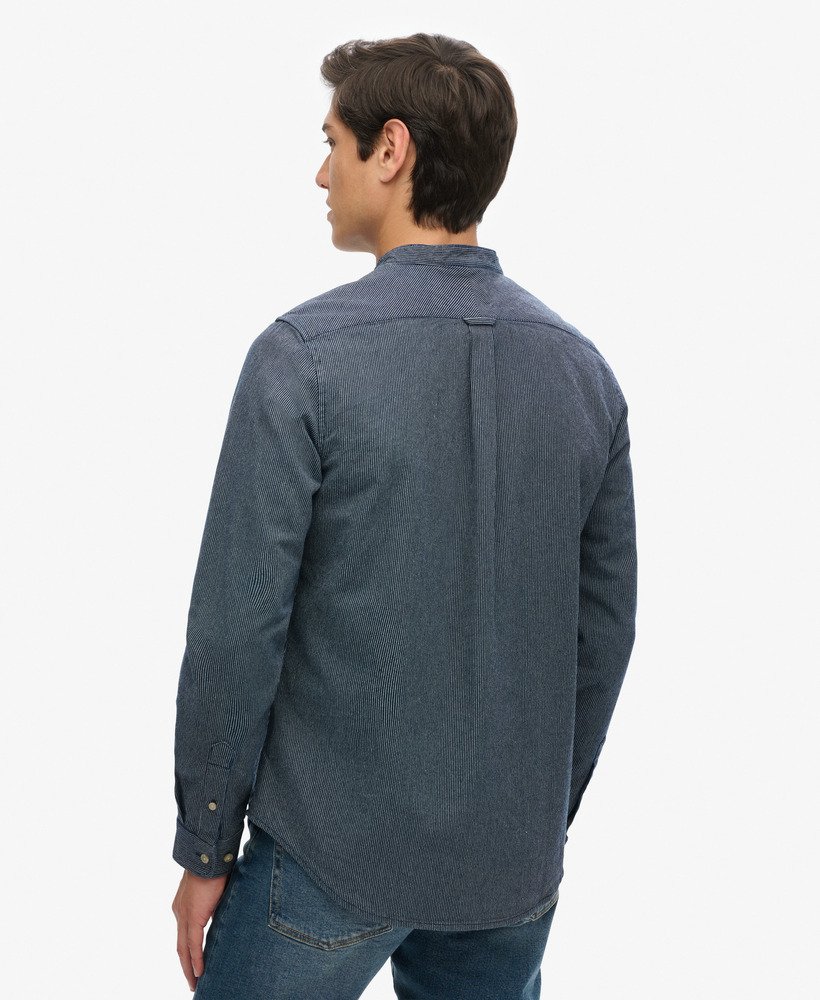 camisa indigo grandad da the merchant store em listras índigo