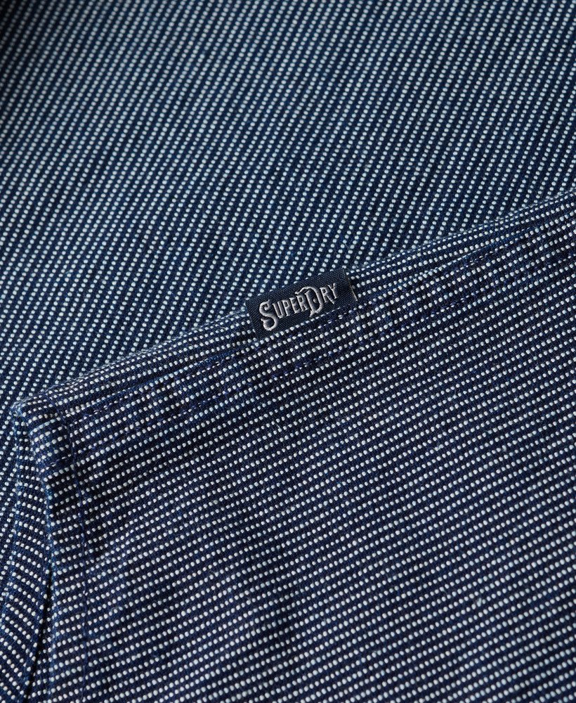 camisa indigo grandad da the merchant store em listras índigo