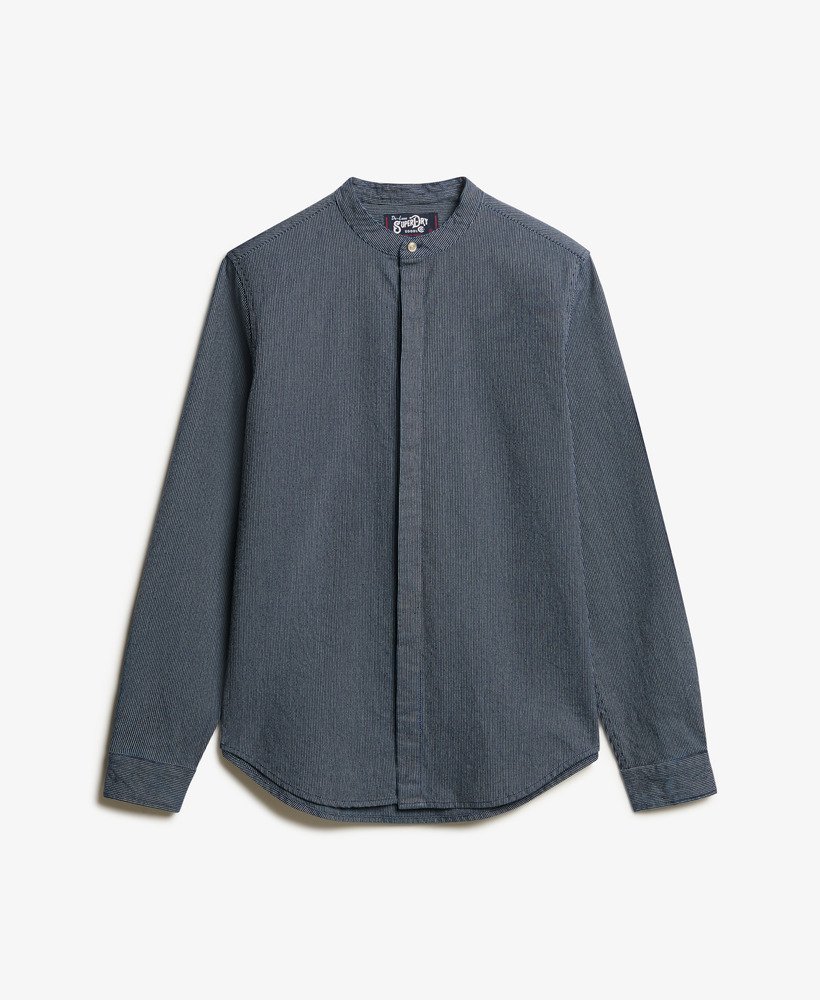 camisa indigo grandad da the merchant store em listras índigo