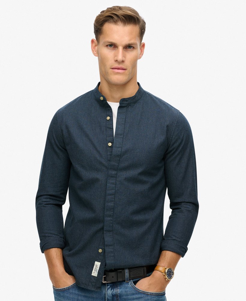 the merchant store - camisa indigo grandad em microtextura Índigo