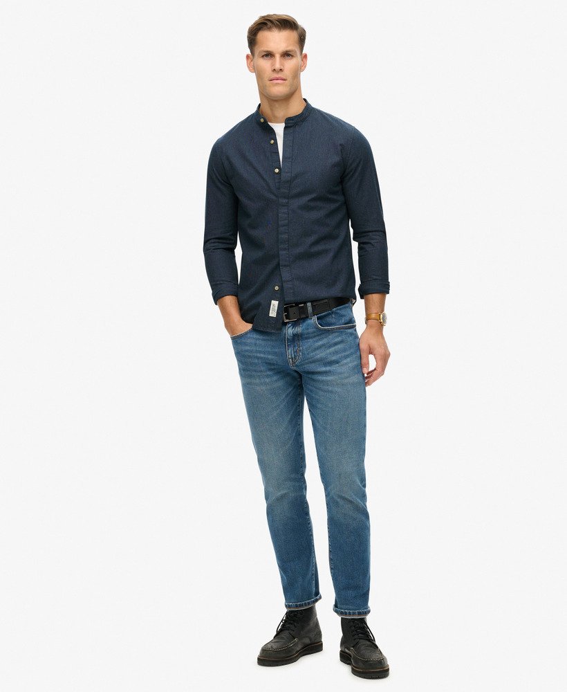 the merchant store - camisa indigo grandad em microtextura Índigo