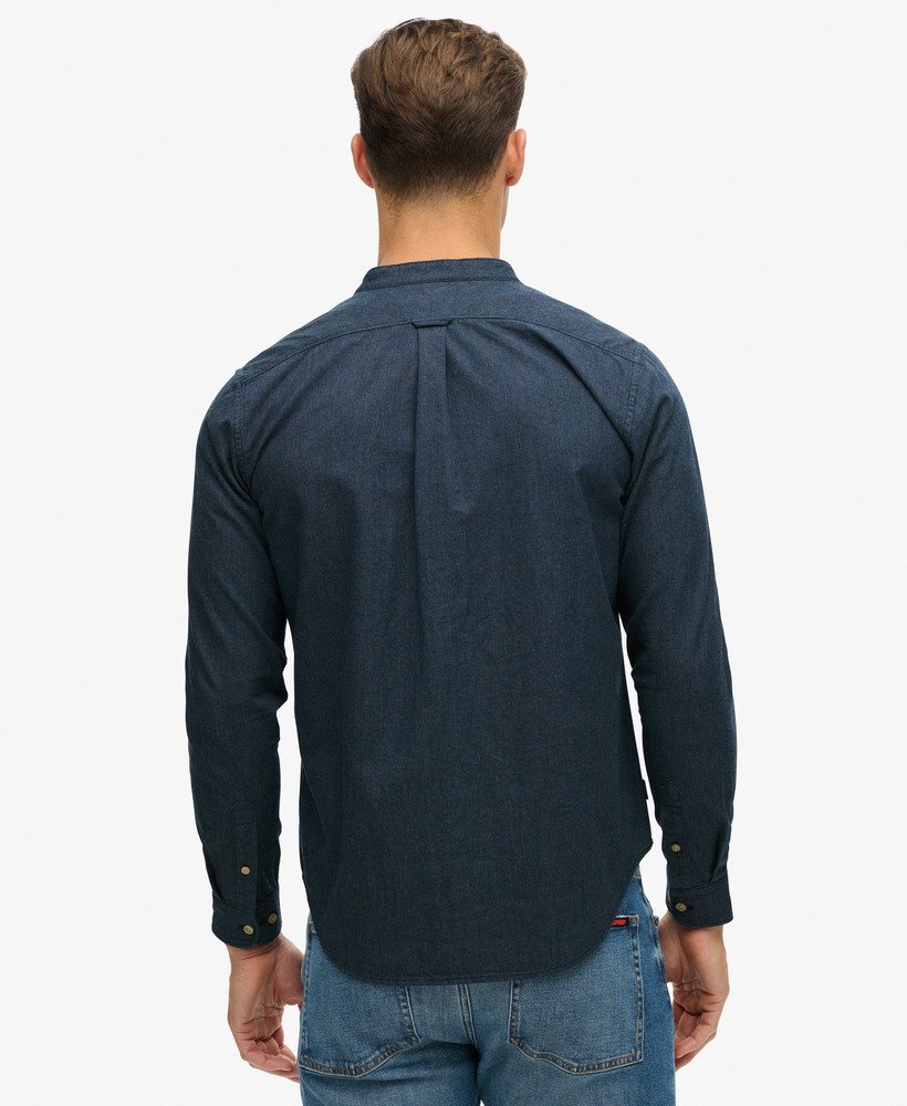 the merchant store - camisa indigo grandad em microtextura Índigo